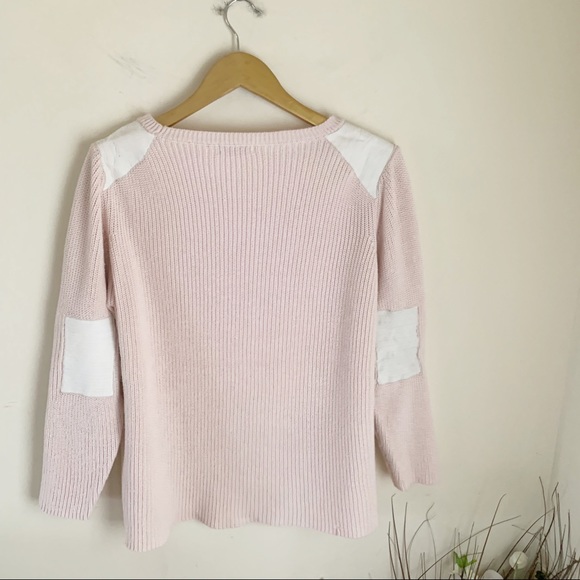 525 America Blush Pink Leather elbow patch sweater - Picture 2 of 7